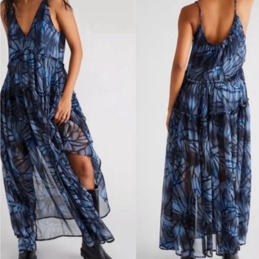 Free People Blue and Black Maxi Dress